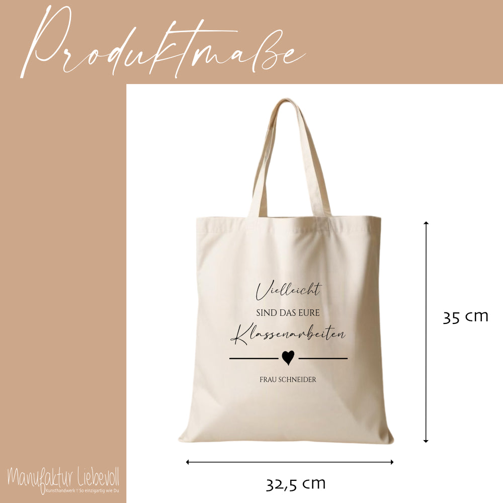 Stoffbeutel "Klassenarbeiten" Abschiedsgeschenk Lehrerin Tasche mit Namen Lehrerin Geschenk Geburtstag