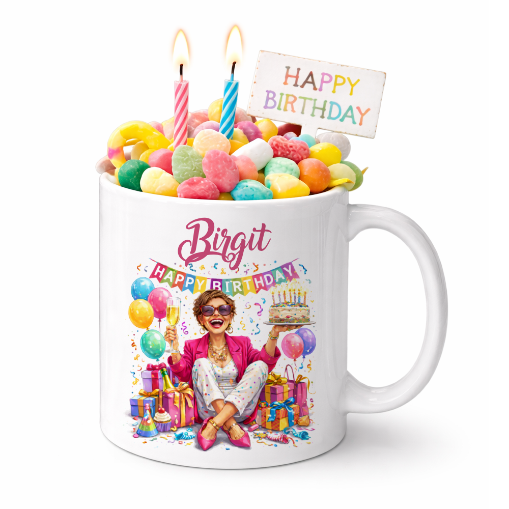Personalisierte Geburtstags-Tasse mit Name – Lustiges Geschenk für Frauen & Männer