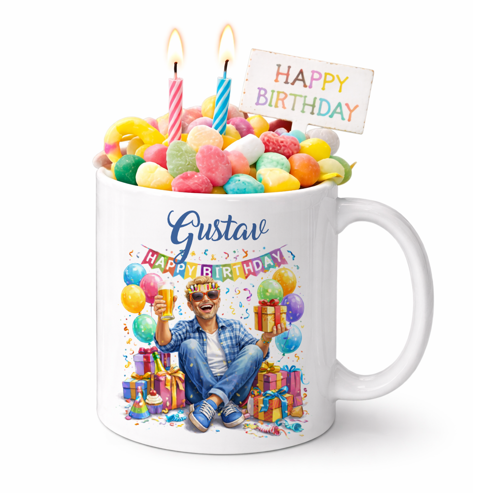 Personalisierte Geburtstags-Tasse mit Name – Lustiges Geschenk für Frauen & Männer
