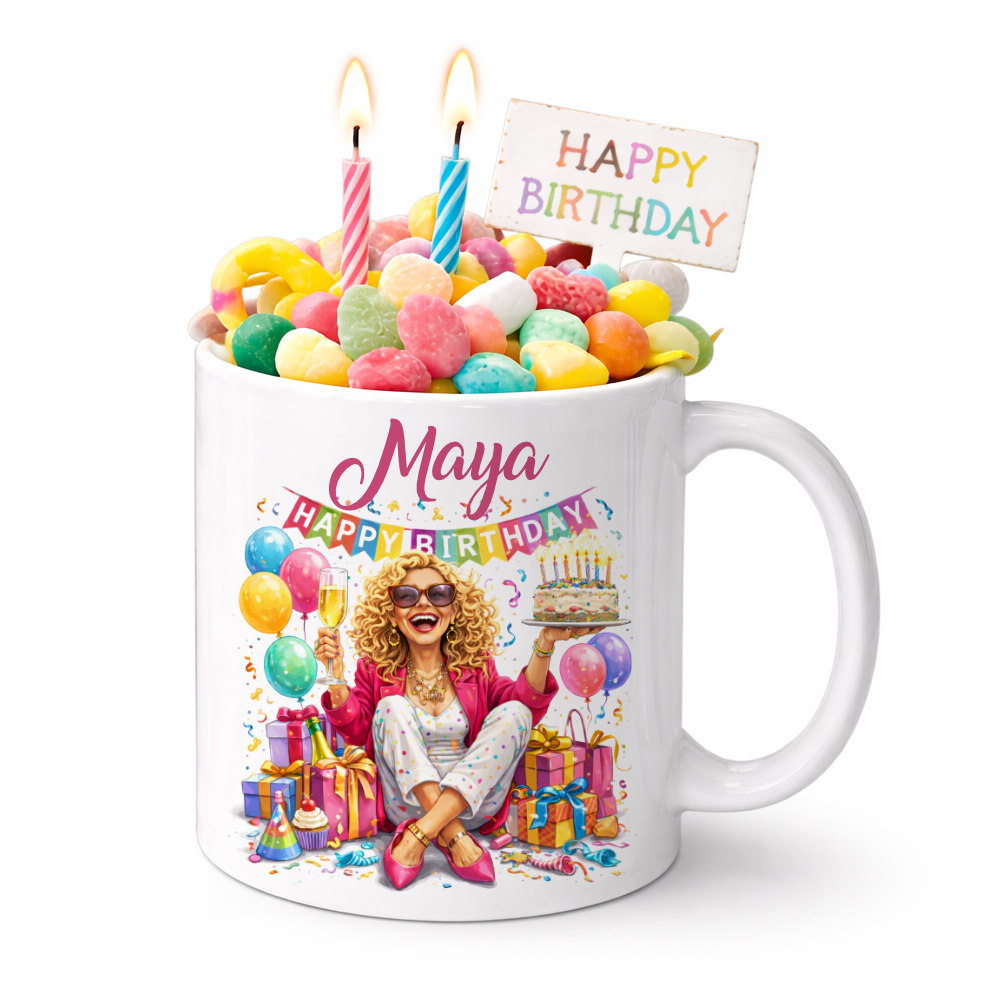Personalisierte Geburtstags-Tasse mit Name – Lustiges Geschenk für Frauen & Männer