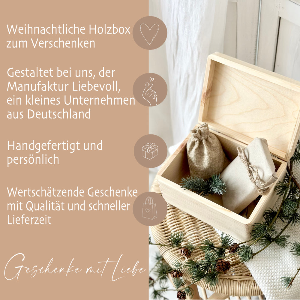 Weihnachten Holzkiste Personalisiert Holzbox Geschenk Frohe Weihnachten Personalisierte Heiligabend Box für Kinder Weihnachtsbox