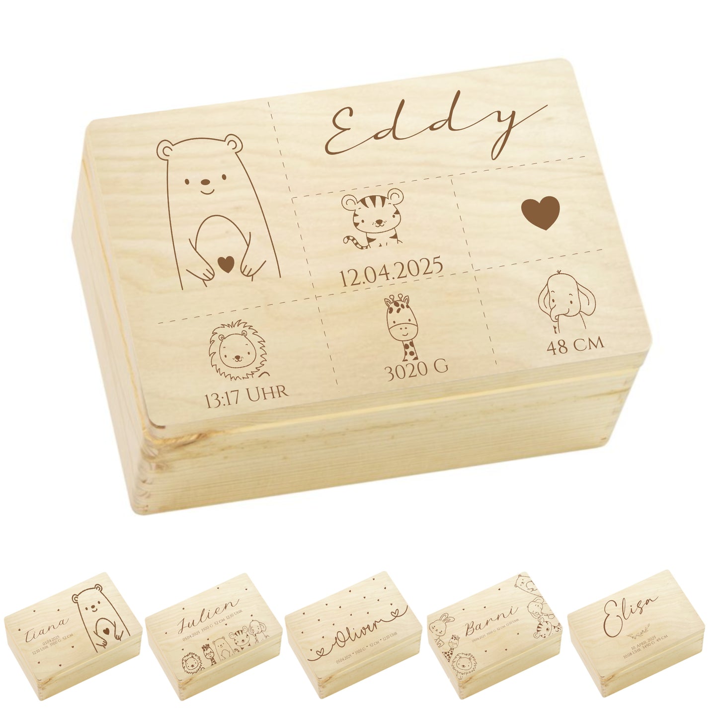 Erinnerungsbox Baby Personalisiert Baby Erinnerungskiste aus Holz Babygeschenk Geschenk zur Geburt Taufe Geburtsgeschenk Taufgeschenk Mädchen Junge