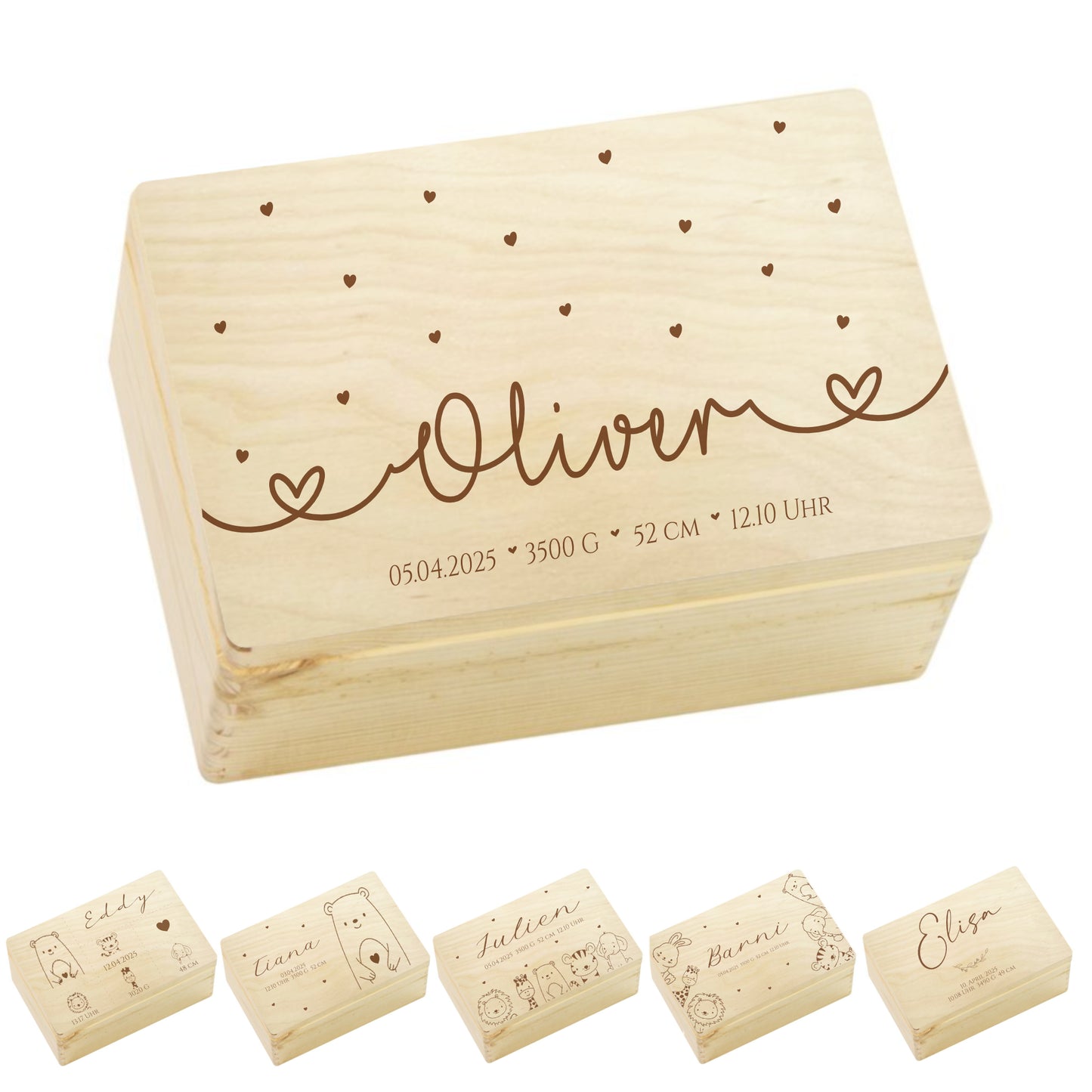 Erinnerungsbox Baby Personalisiert Baby Erinnerungskiste aus Holz Babygeschenk Geschenk zur Geburt Taufe Geburtsgeschenk Taufgeschenk Mädchen Junge