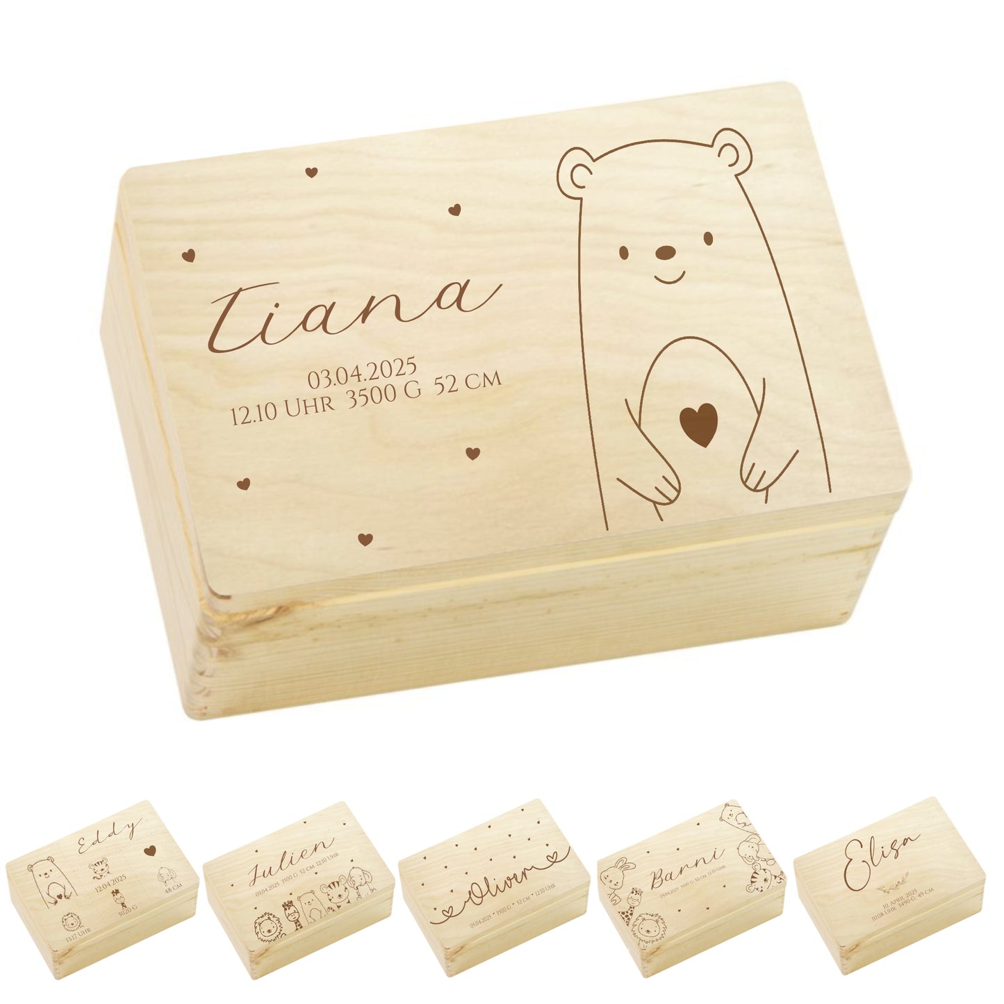 Erinnerungsbox Baby Personalisiert Baby Erinnerungskiste aus Holz Babygeschenk Geschenk zur Geburt Taufe Geburtsgeschenk Taufgeschenk Mädchen Junge