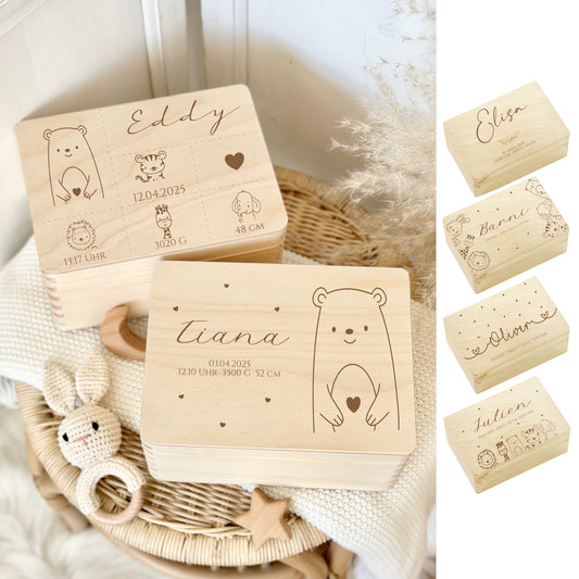Erinnerungsbox Baby Personalisiert Baby Erinnerungskiste aus Holz Babygeschenk Geschenk zur Geburt Taufe Geburtsgeschenk Taufgeschenk Mädchen Junge
