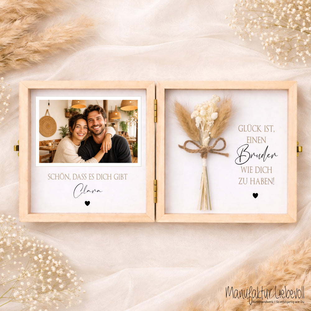Geschenk Schwester Bruder personalisiert | Geschwister Geschenk Geburtstag Weihnachten | Fotogeschenk Holzbox mit Namen und Spruch