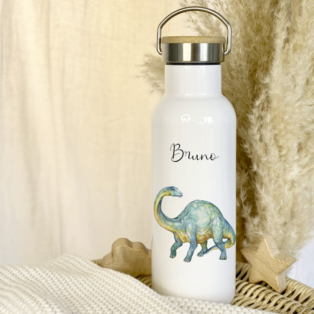 Kinder Trinkflasche Dino mit Namen als Geschenkidee für Kinder