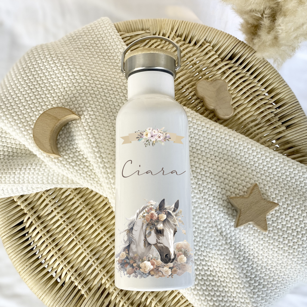 Edelstahl Trinkflasche Pferd für Mädchen als Geschenk