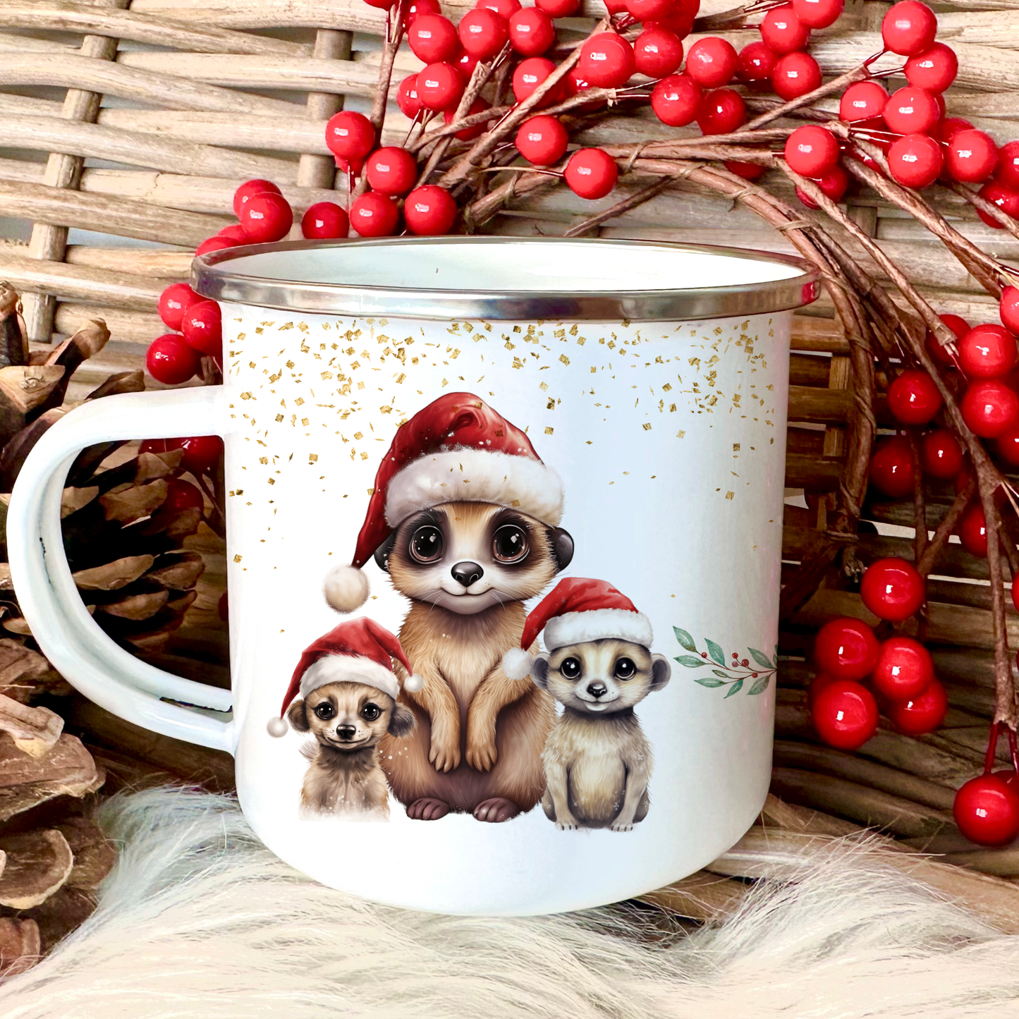 Erdmännchen Tasse mit Namen als Geschenk für Kinder Weihnachten Nikolaus