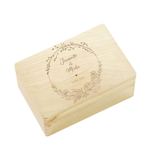 Personalisierte Erinnerungskiste zur Hochzeit, Holzbox als Geschenk für das Brautpaar, Hochzeitsgeschenk
