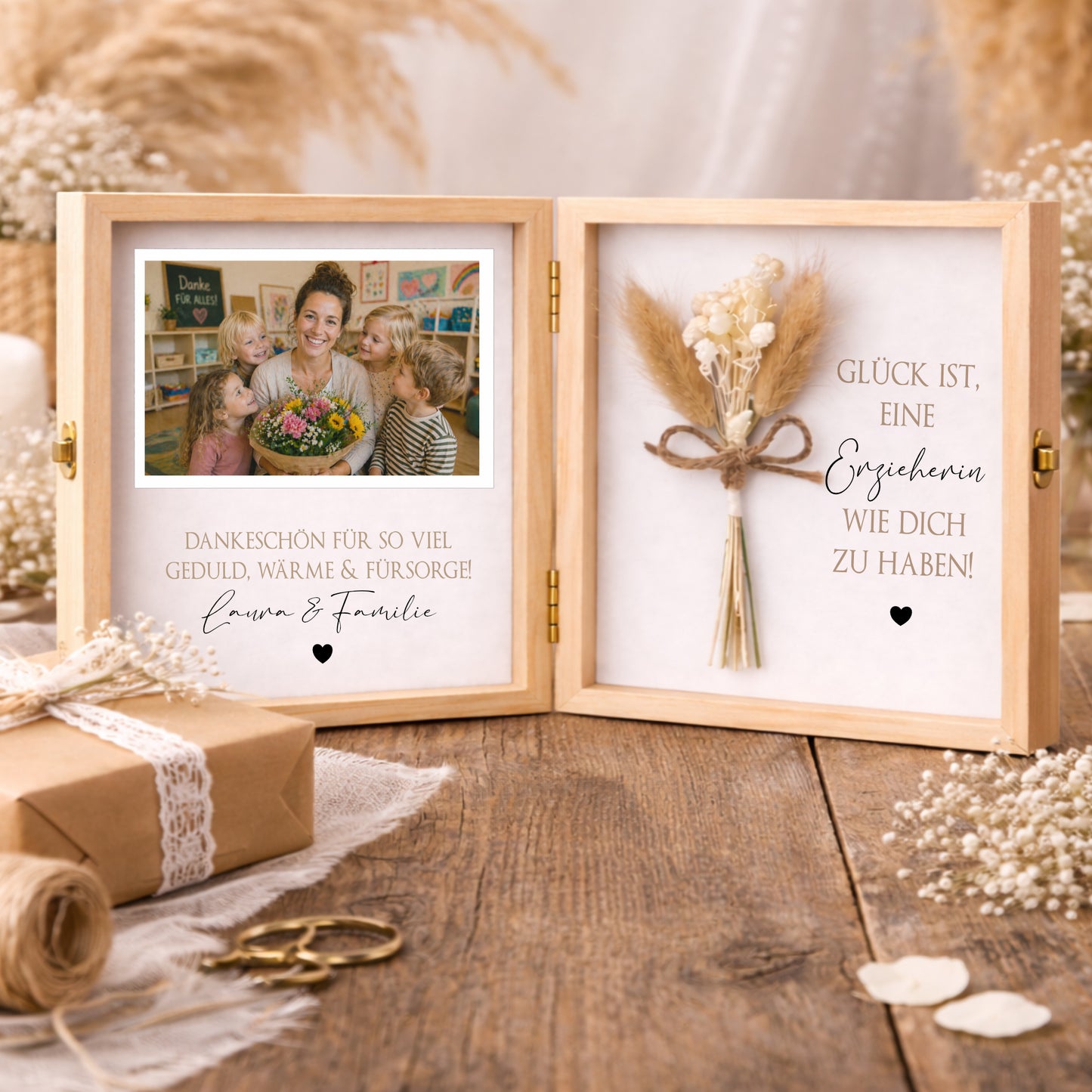 Erzieherin Geschenk personalisiert | Abschiedsgeschenk Kita Kindergarten | Danke Geschenk Erzieherin Holzbox Dankeschön mit Namen des Kind