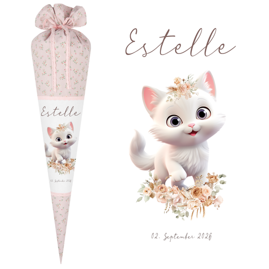 Schultüte Mädchen Personalisiert Schultüte Stoff Katze Zuckertüte Mädchen Schultüte Einschulung