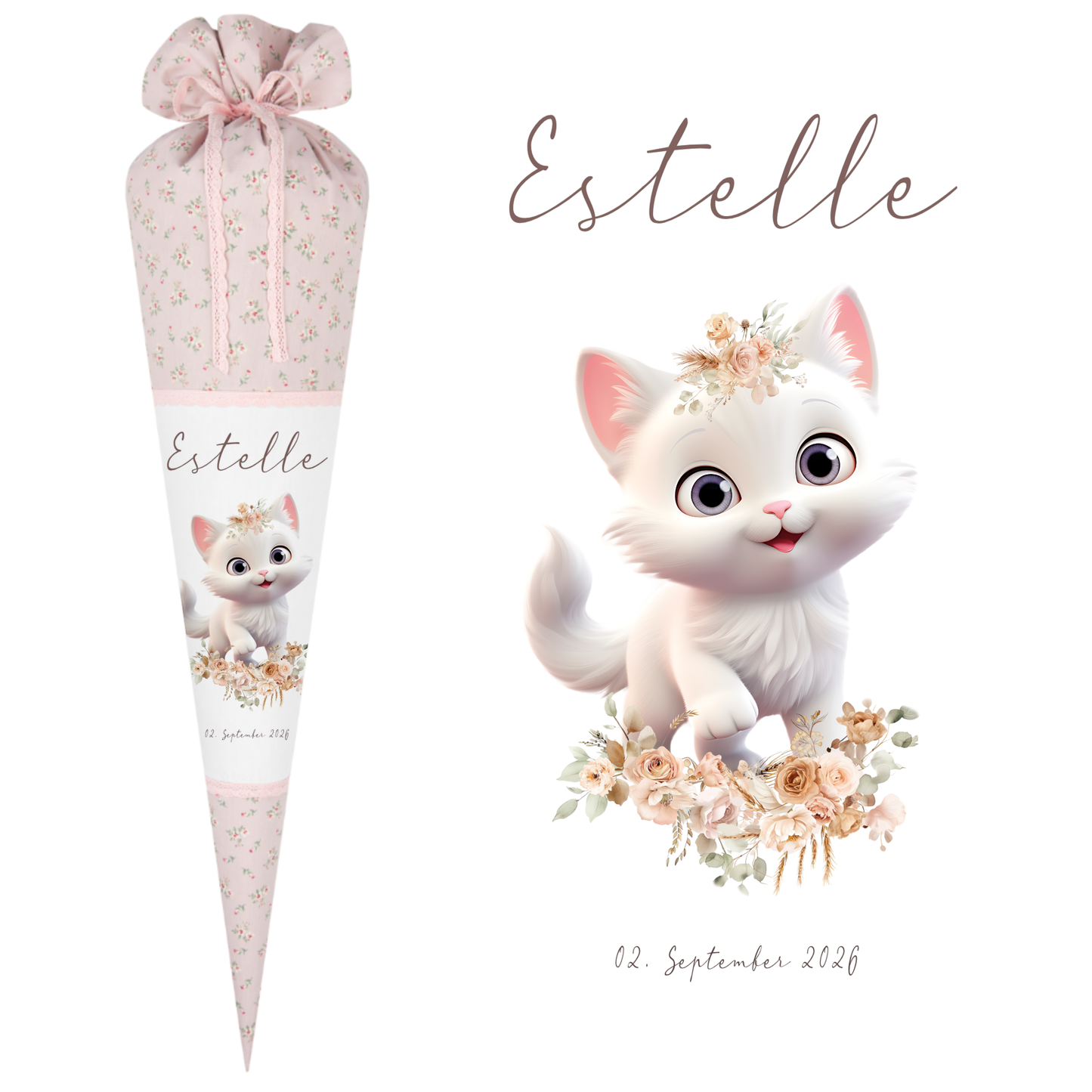 Schultüte Mädchen Personalisiert Schultüte Stoff Katze Zuckertüte Mädchen Schultüte Einschulung