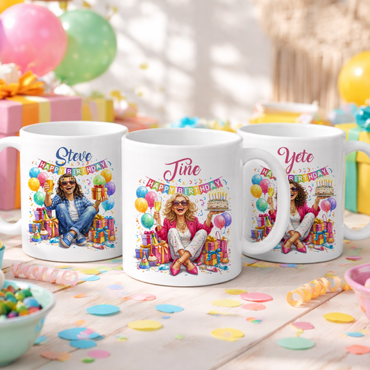 Personalisierte Geburtstags-Tasse mit Name – Lustiges Geschenk für Frauen & Männer