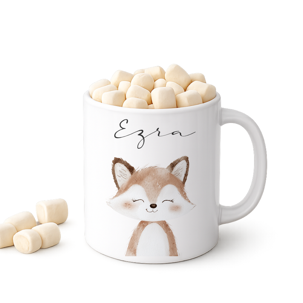 Personalisierte Kindertasse mit Namen – Niedliche Waldtiere