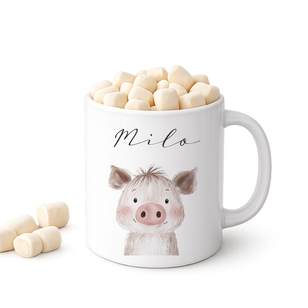 Personalisierte Kindertasse mit Namen – Niedliche Waldtiere