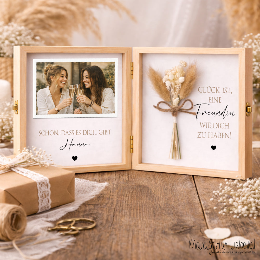 Geschenk Freundin personalisiert | Beste Freundin Geschenk Geburtstag Weihnachten | Fotogeschenk Holzbox mit Namen I Dankeschön Freundin