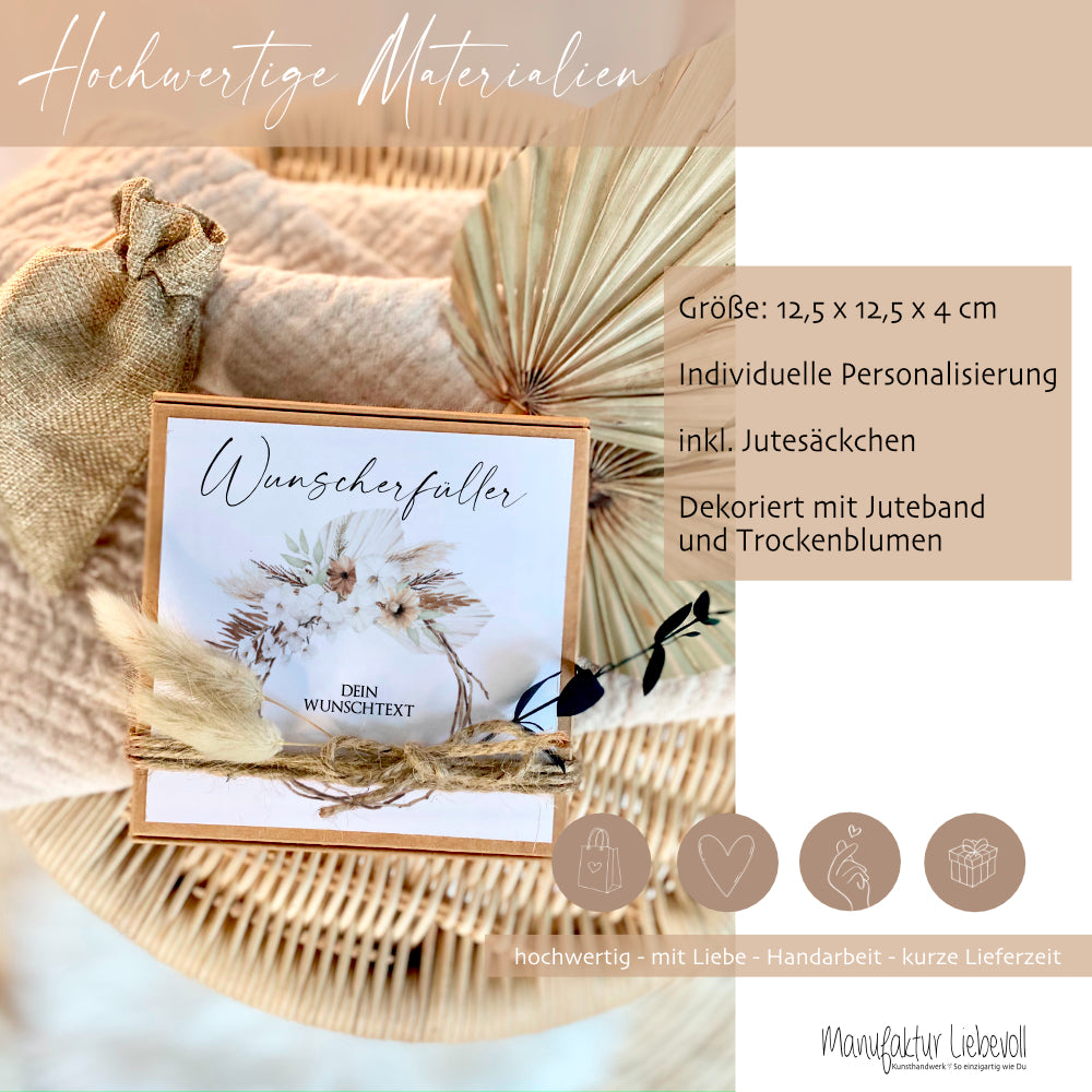 Wunscherfüller mit Wunschtext - Geldgeschenk Geschenkbox Geschenkverpackung Personalisiert | Geburtstag, Hochzeit, Jugendweihe, Konfirmation, Kommunion