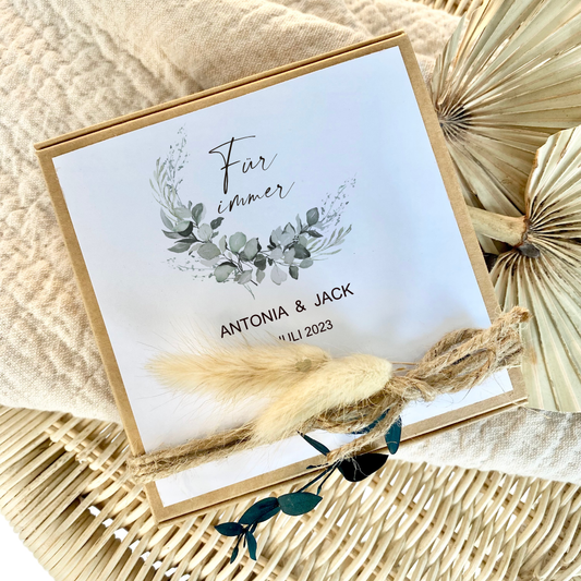 Personalisierte Geschenkverpackung zur Hochzeit, Individuelles Geldgeschenk inkl. Jutebeutel