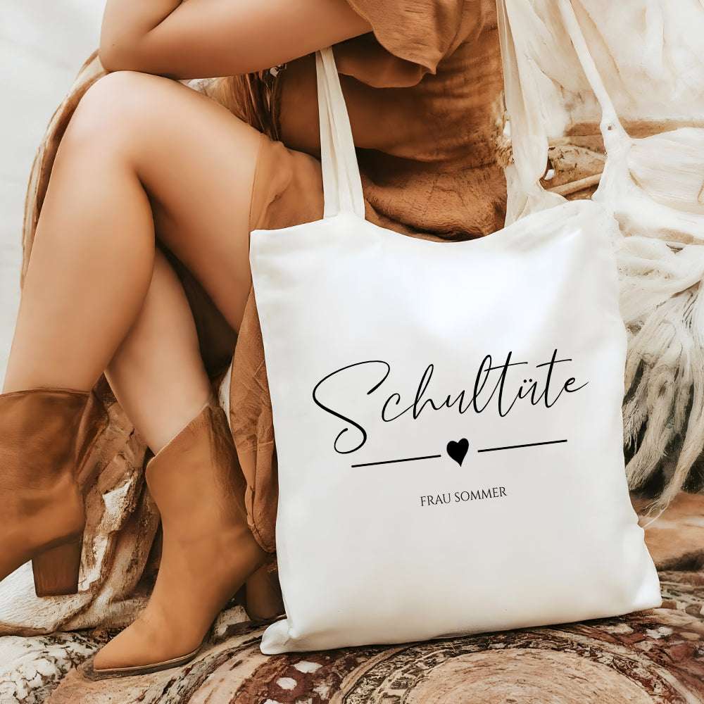 Stoffbeutel "Schultüte" Abschiedsgeschenk Lehrerin Tasche mit Namen Lehrerin Geschenk Geburtstag