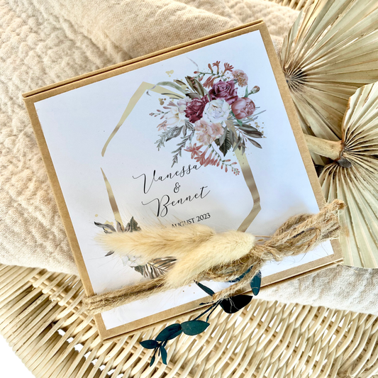 Geschenkverpackung zur Hochzeit, Individuelles personalisiertes Geldgeschenk inkl. Jutebeutel