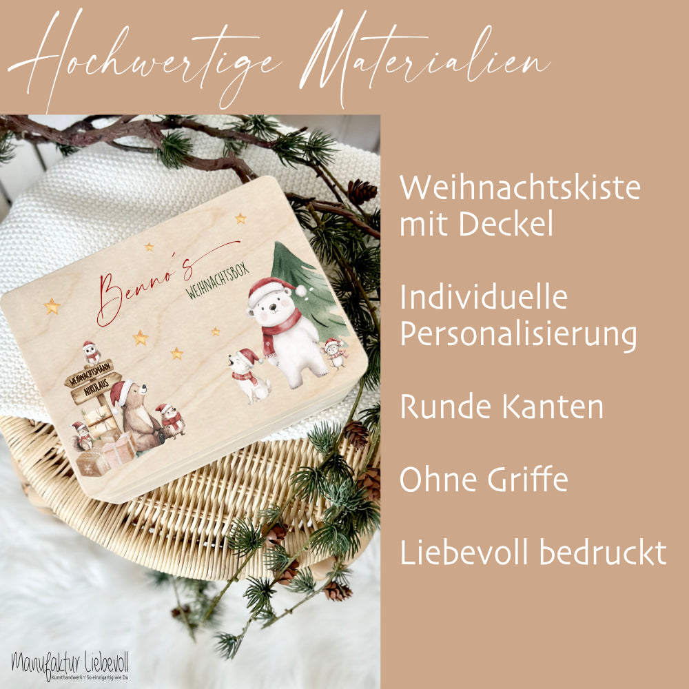 Weihnachten Holzkiste Personalisiert Holzbox Geschenk Frohe Weihnachten Personalisierte Heiligabend Box für Kinder Weihnachtsbox