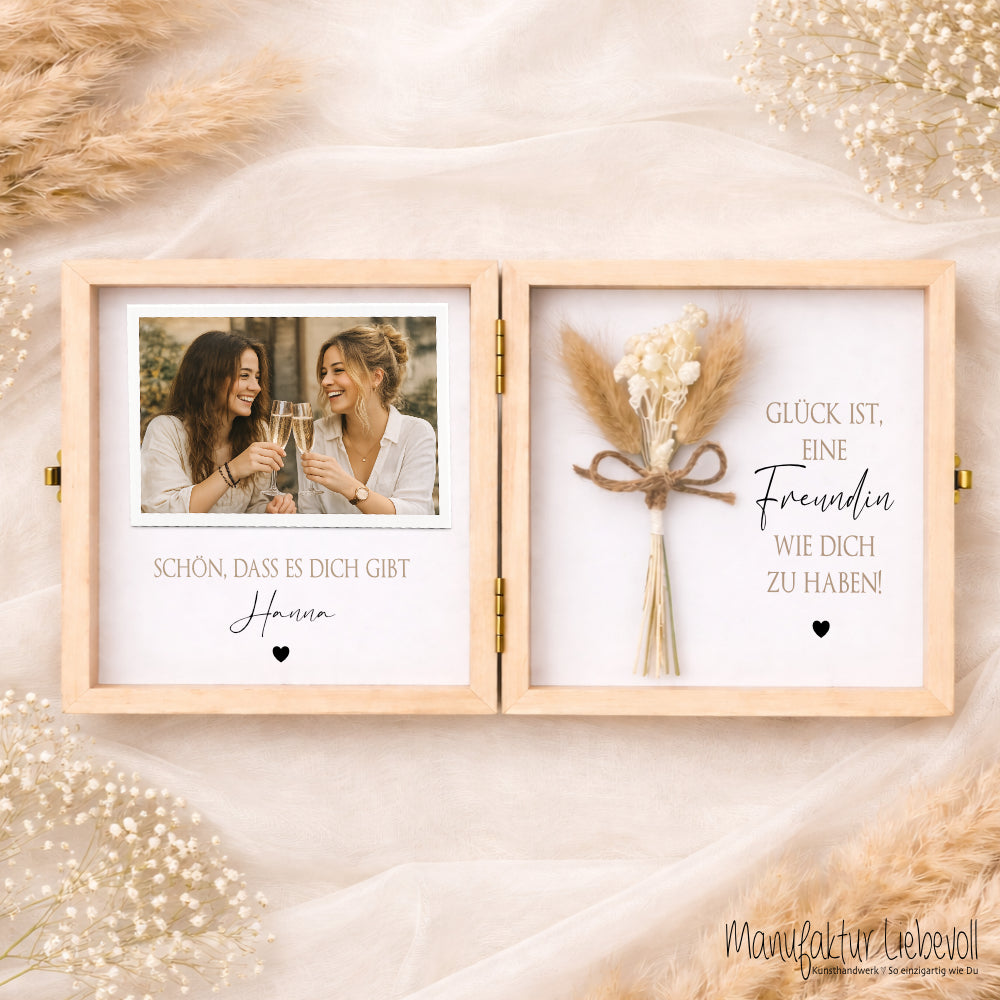 Geschenk Freundin personalisiert | Beste Freundin Geschenk Geburtstag Weihnachten | Fotogeschenk Holzbox mit Namen I Dankeschön Freundin