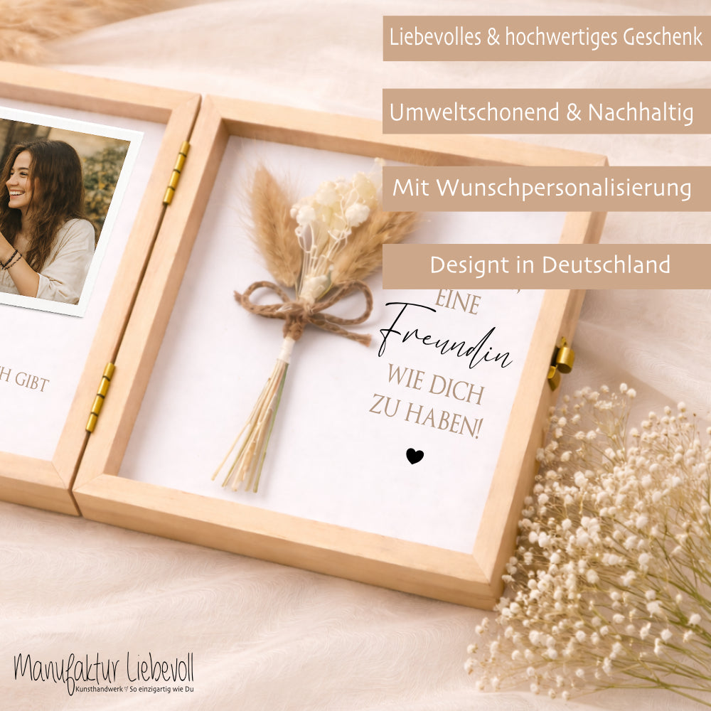 Geschenk Freundin personalisiert | Beste Freundin Geschenk Geburtstag Weihnachten | Fotogeschenk Holzbox mit Namen I Dankeschön Freundin