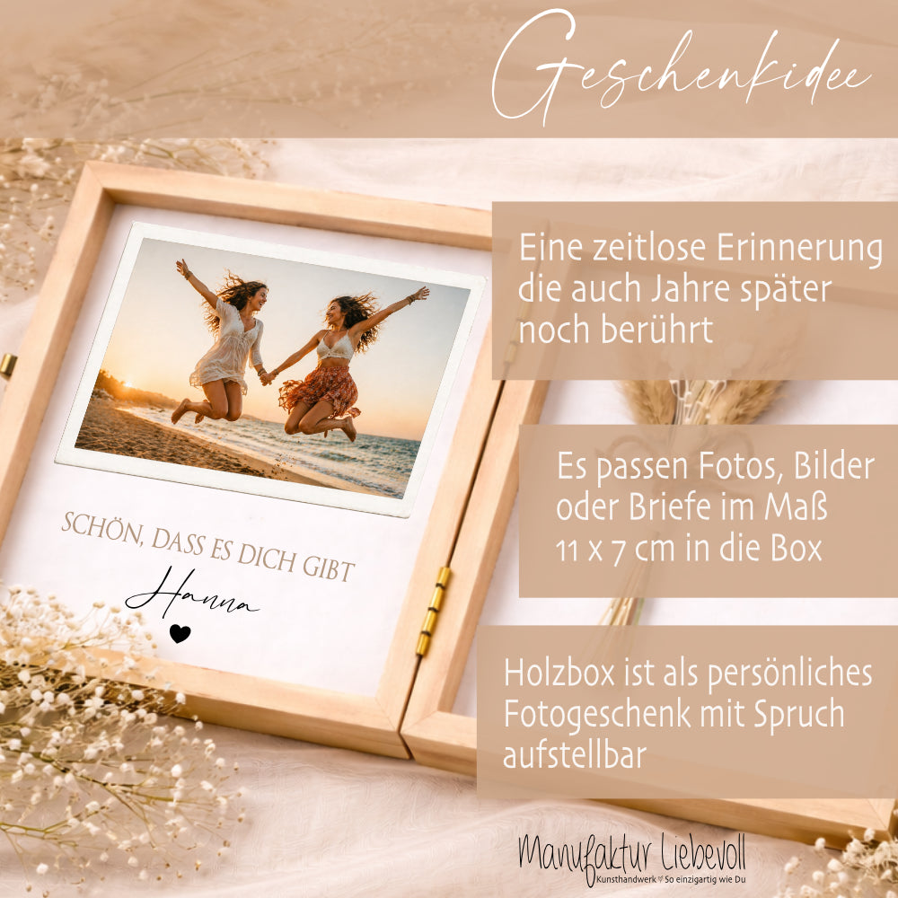 Geschenk Freundin personalisiert | Beste Freundin Geschenk Geburtstag Weihnachten | Fotogeschenk Holzbox mit Namen I Dankeschön Freundin