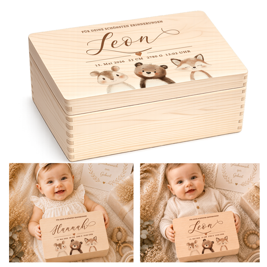 Personalisierte Erinnerungskiste Baby mit Geburtsdaten | Geschenk zur Geburt | Taufgeschenk mit Namen Holzkiste Baby Babybox personalisiert