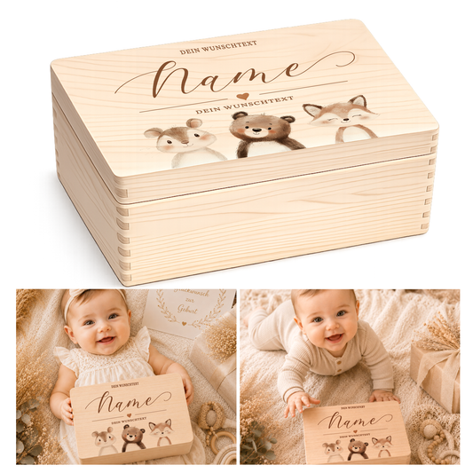 Personalisierte Erinnerungskiste Baby mit Namen, Geschenk zur Geburt, Taufgeschenk, Holzkiste Kinder, Erinnerungsbox Baby, Geschenk  Kind