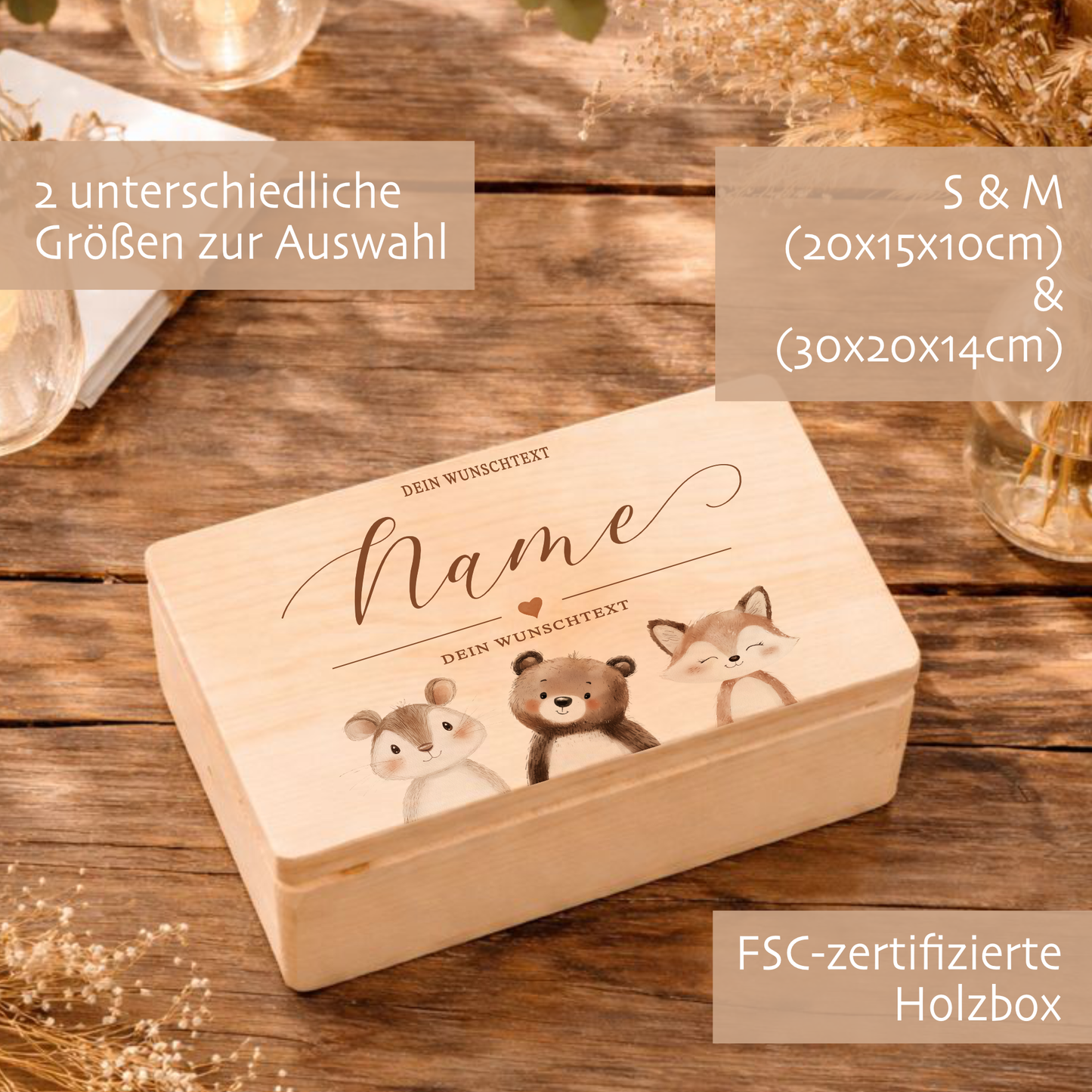 Personalisierte Erinnerungskiste Baby mit Namen, Geschenk zur Geburt, Taufgeschenk, Holzkiste Kinder, Erinnerungsbox Baby, Geschenk  Kind