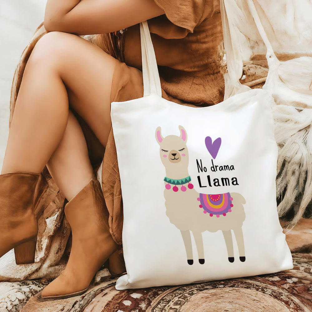 Stoffbeutel Lama Stofftasche Spruch Llamasté, Lächle... anspucken, Love ist Llamazing, No drama Llama