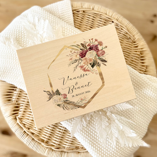 Erinnerungskiste Hochzeitsgeschenk zur Hochzeit, Holzbox als Geschenk für das Brautpaar personalisiert