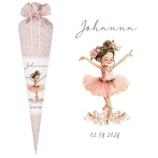 Schultüte Mädchen Personalisiert Schultüte Stoff Ballett Zuckertüte Mädchen Schultüte Ballerina Einschulung Stoff Tänzerin Schultüte