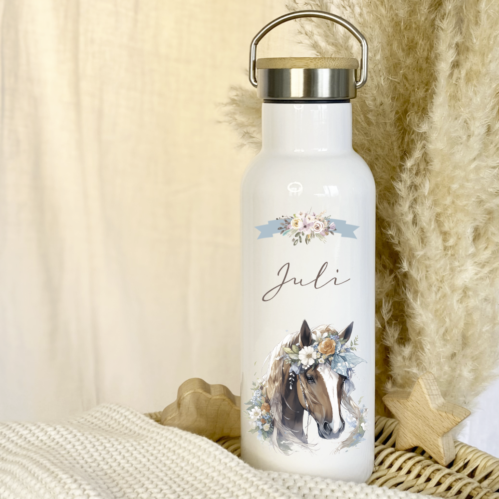 Kinder Trinkflasche mit Pony Pferdemotiv für Mädchen als Geschenkidee