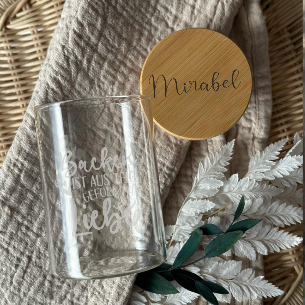 Keksglas mit Gravur, Personalisiertes Geschenk im Glas, Vorratsglas mit dem Namen