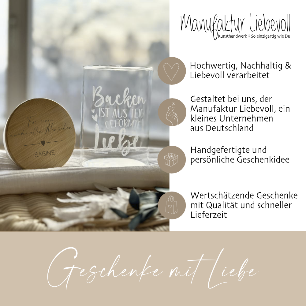 Personalisiertes Keksglas "Für einen wundervollen Menschen", Vorratsglas mit Holzdeckel für Plätzchen und Kekse