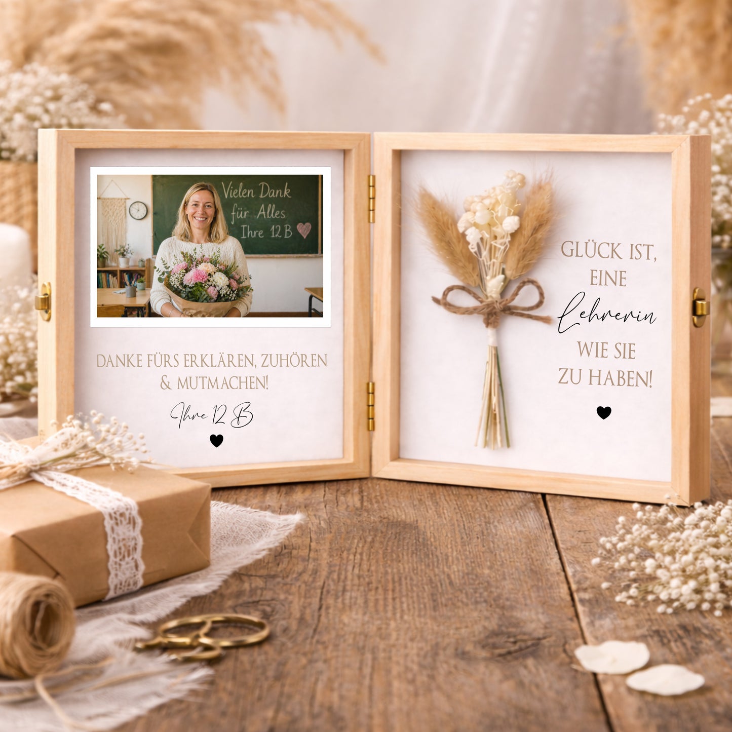 Lehrerin Geschenk personalisiert | Lehrer Abschiedsgeschenk Schule | Danke Geschenk Lehrerin Holzbox mit Namen Dankeschön Klassengeschenk