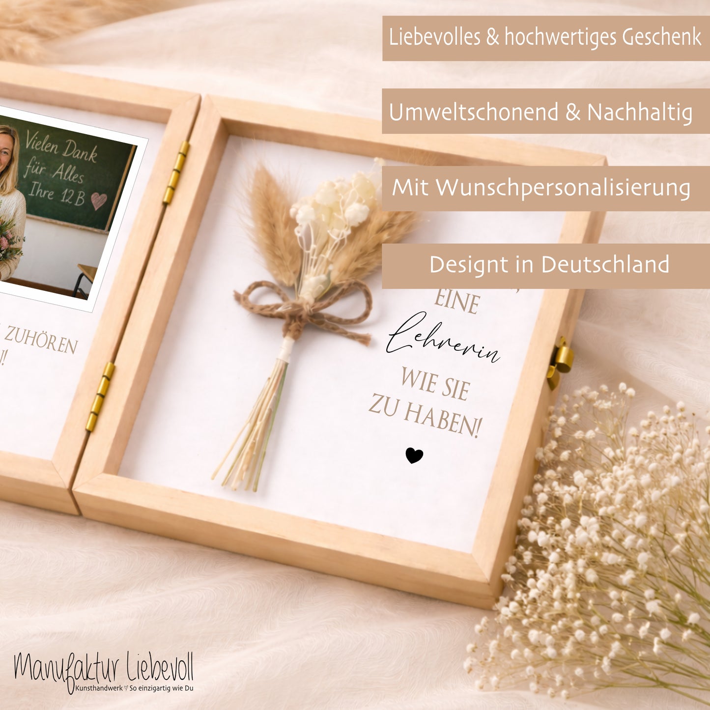 Lehrerin Geschenk personalisiert | Lehrer Abschiedsgeschenk Schule | Danke Geschenk Lehrerin Holzbox mit Namen Dankeschön Klassengeschenk