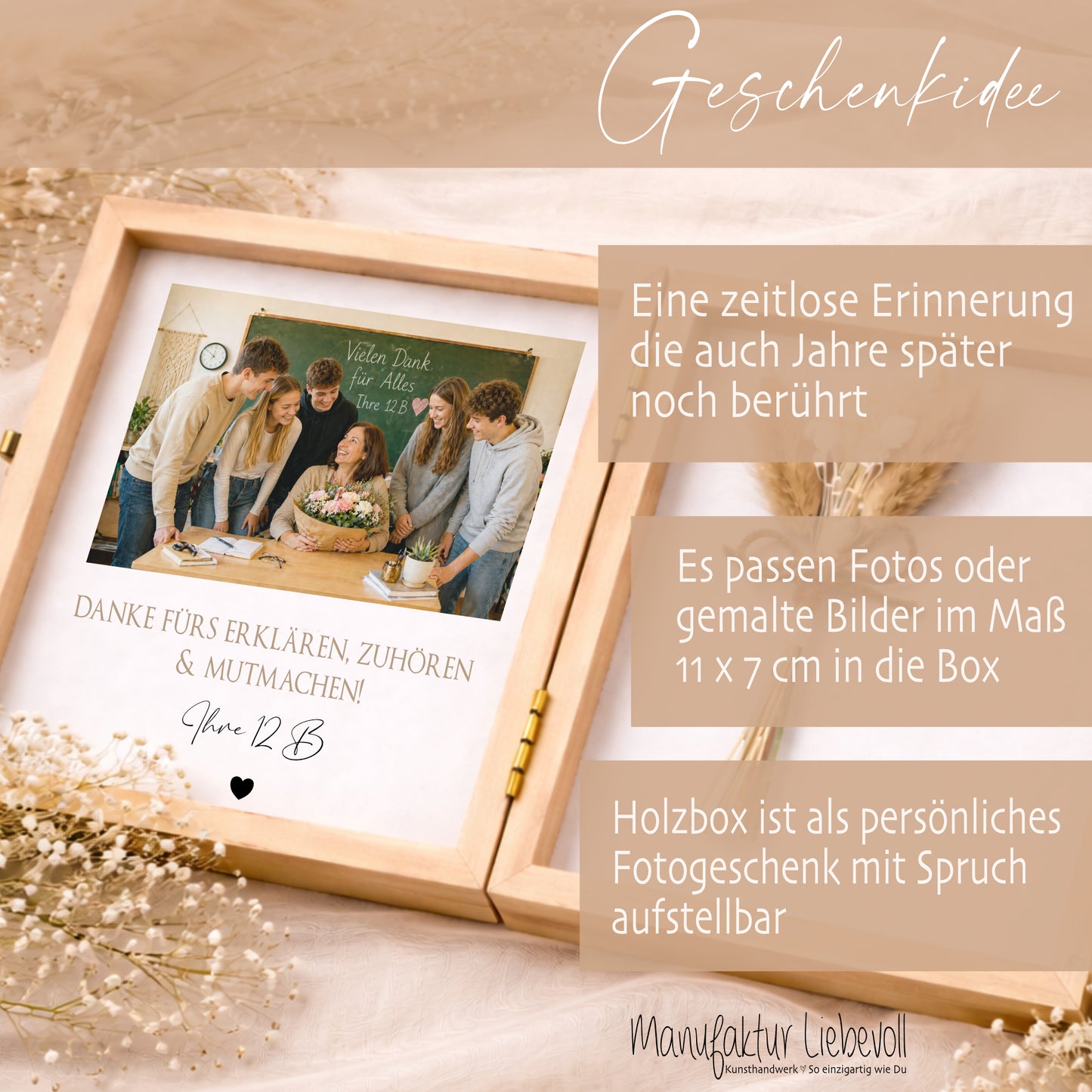 Lehrerin Geschenk personalisiert | Lehrer Abschiedsgeschenk Schule | Danke Geschenk Lehrerin Holzbox mit Namen Dankeschön Klassengeschenk