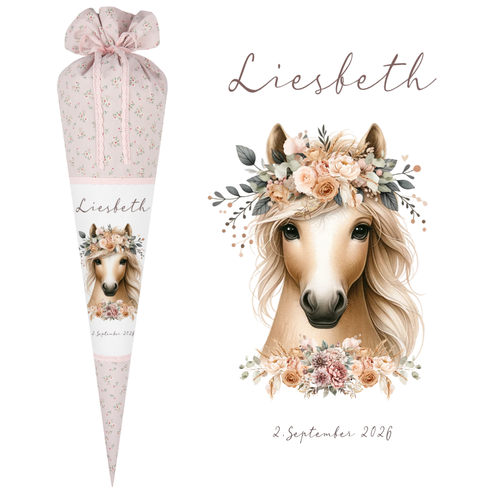 Pferde Schultüte Mädchen Personalisiert Schultüte Zuckertüte Mädchen Schultüte Stoff Zuckertüte Pony Stoffschultüte