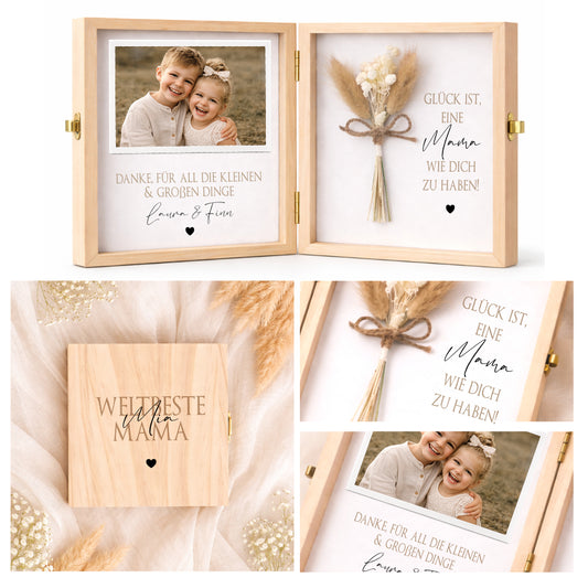 Geschenk Mama Papa personalisiert | Muttertagsgeschenk & Vatertagsgeschenk | Geburtstagsgeschenk Eltern | Fotogeschenk Holzbox