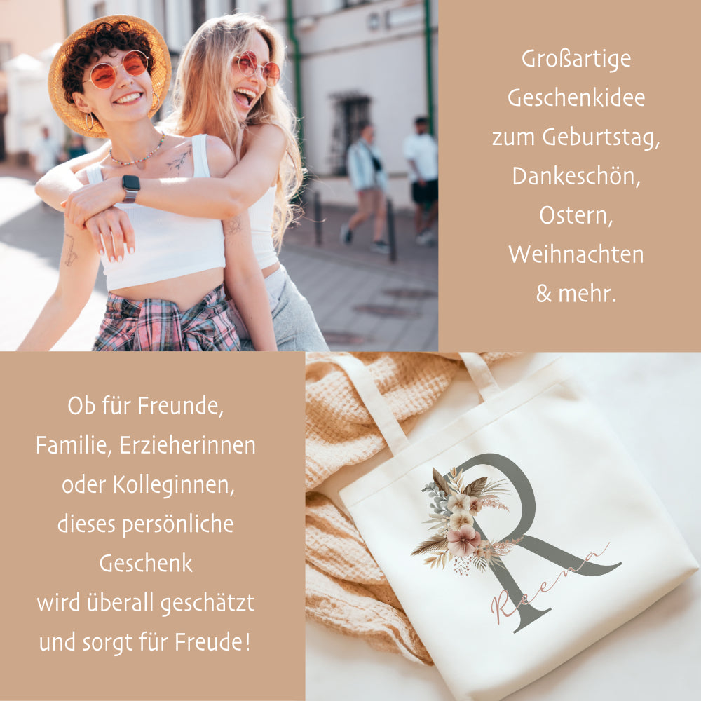 Stoffbeutel mit Namen und Anfangsbuchstaben