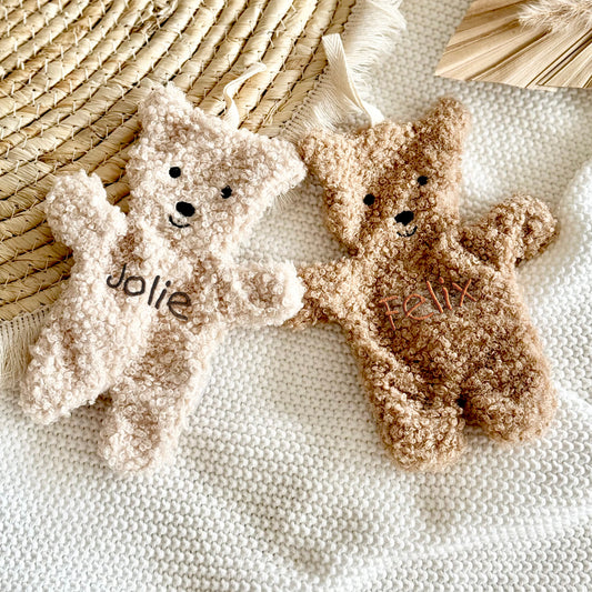 Schmusetuch Teddy Schmusetier Baby Kuscheltuch Teddy Babygeschenk Geburt Baby personalisiert Schnuffeltuch
