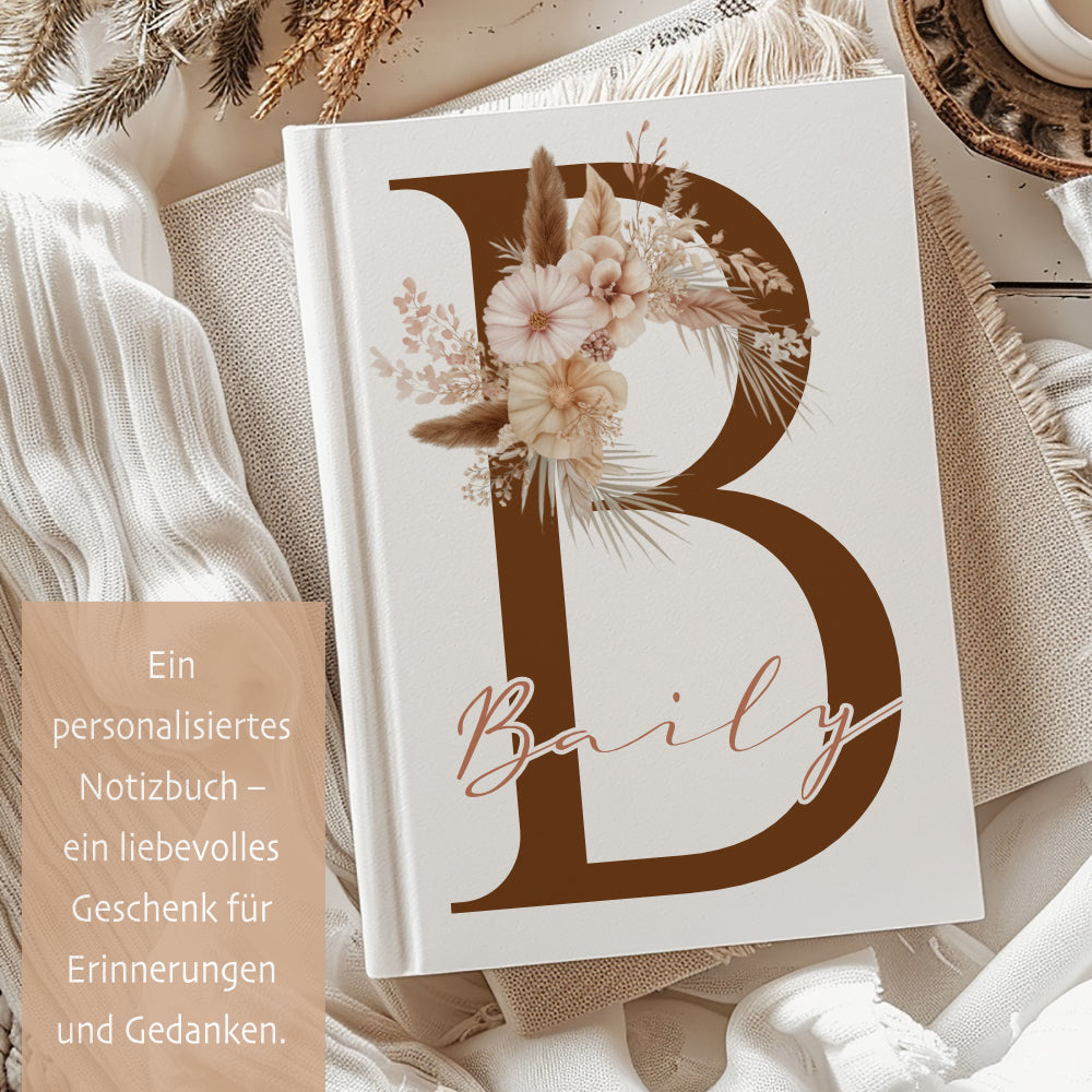 Notizbuch Personalisiert Buchstabe und Name Boho, Tagebuch, Journal, Geschenk