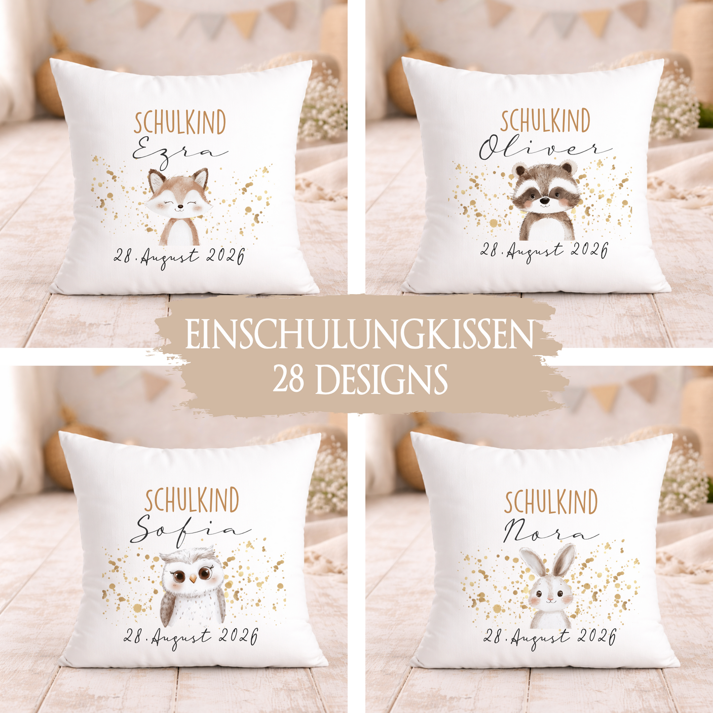 Personalisiertes Kissen zur Einschulung – Schulkind 2026 Geschenk mit Namen