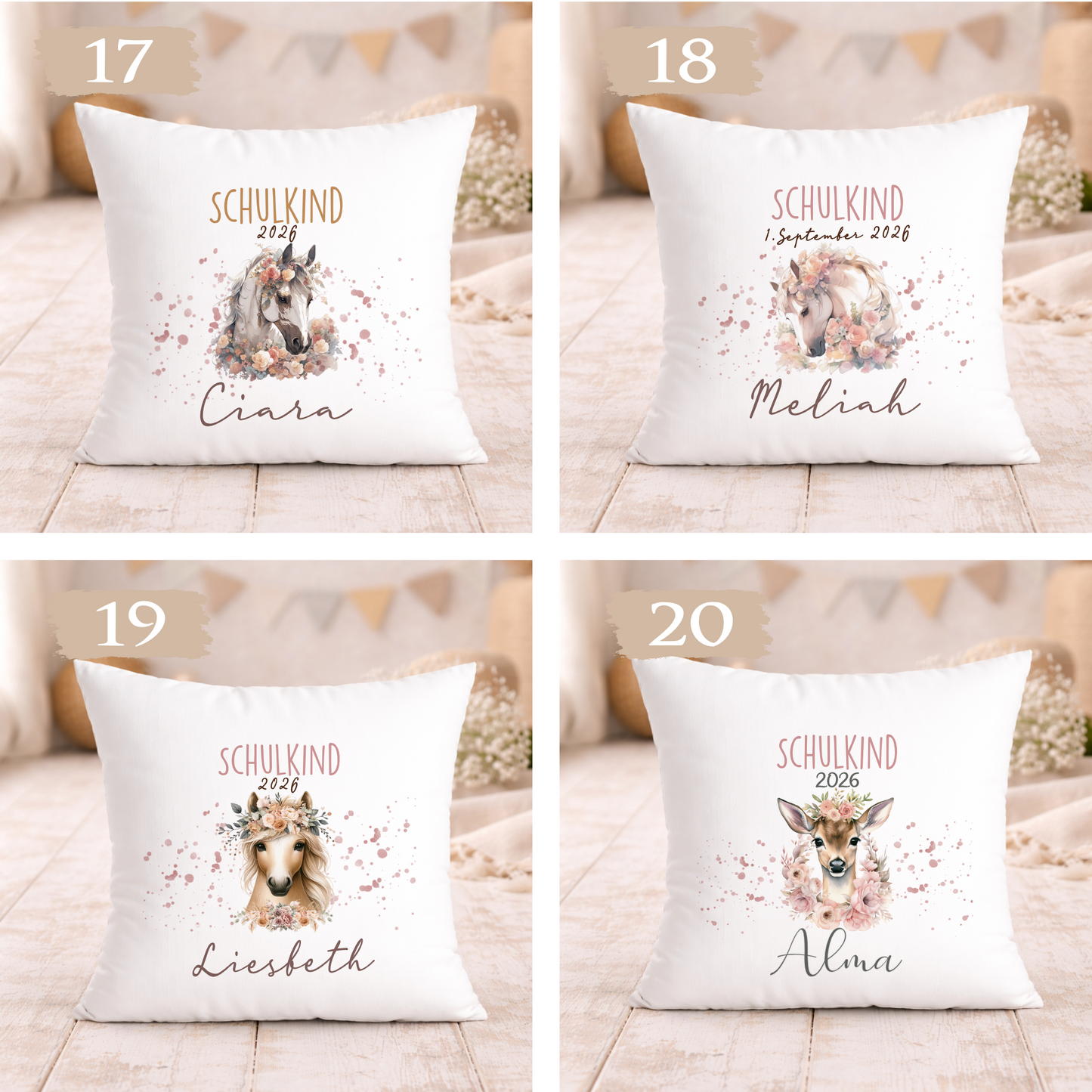 Personalisiertes Kissen zur Einschulung – Schulkind 2026 Geschenk mit Namen
