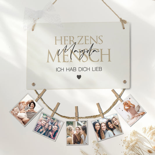 Herzensmensch Wunschtext Personalisiertes Fotogeschenk mit Namen für Frauen & Männer Geburtstag Geburtstagsgeschenk