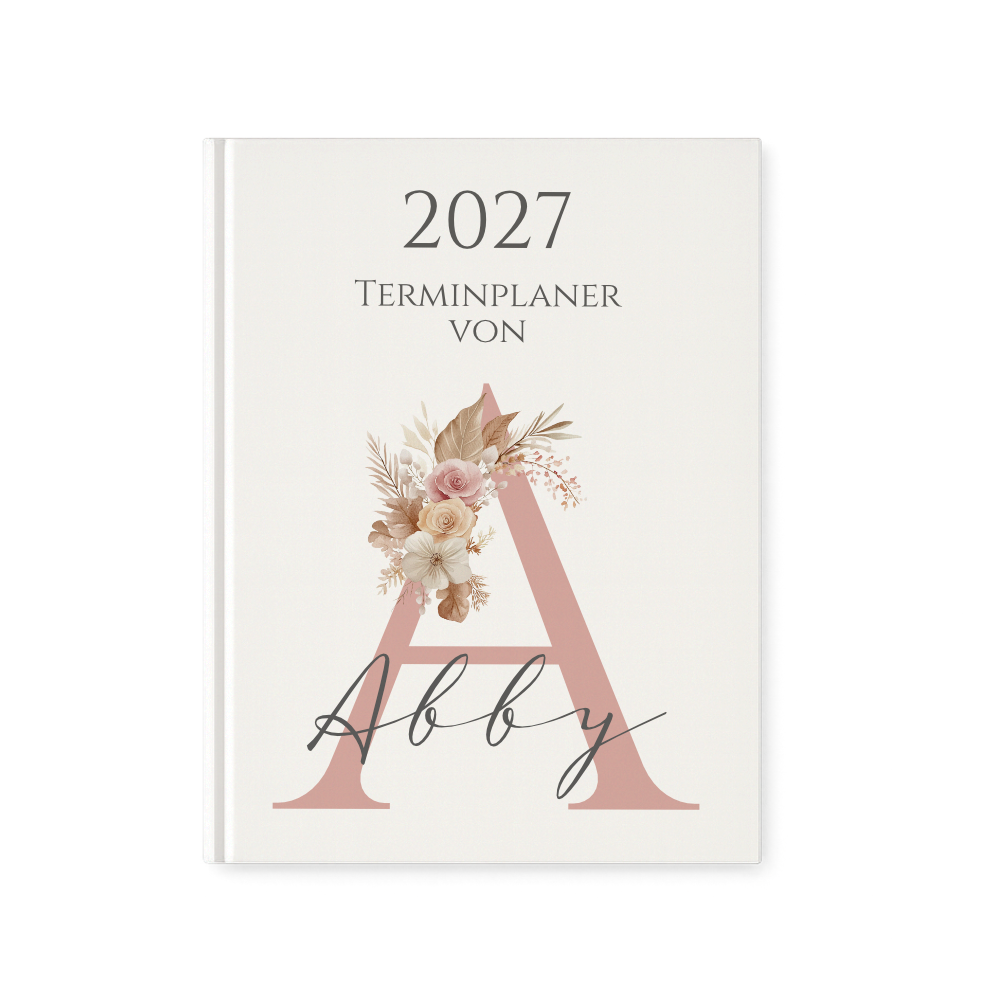 Personaliserter Buchkalender 2027 Din A5 | Hardcover Terminplaner mit Name | Wochenplaner Weiß